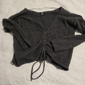 Womens Roxy gray long sleeve sweater with rouched front